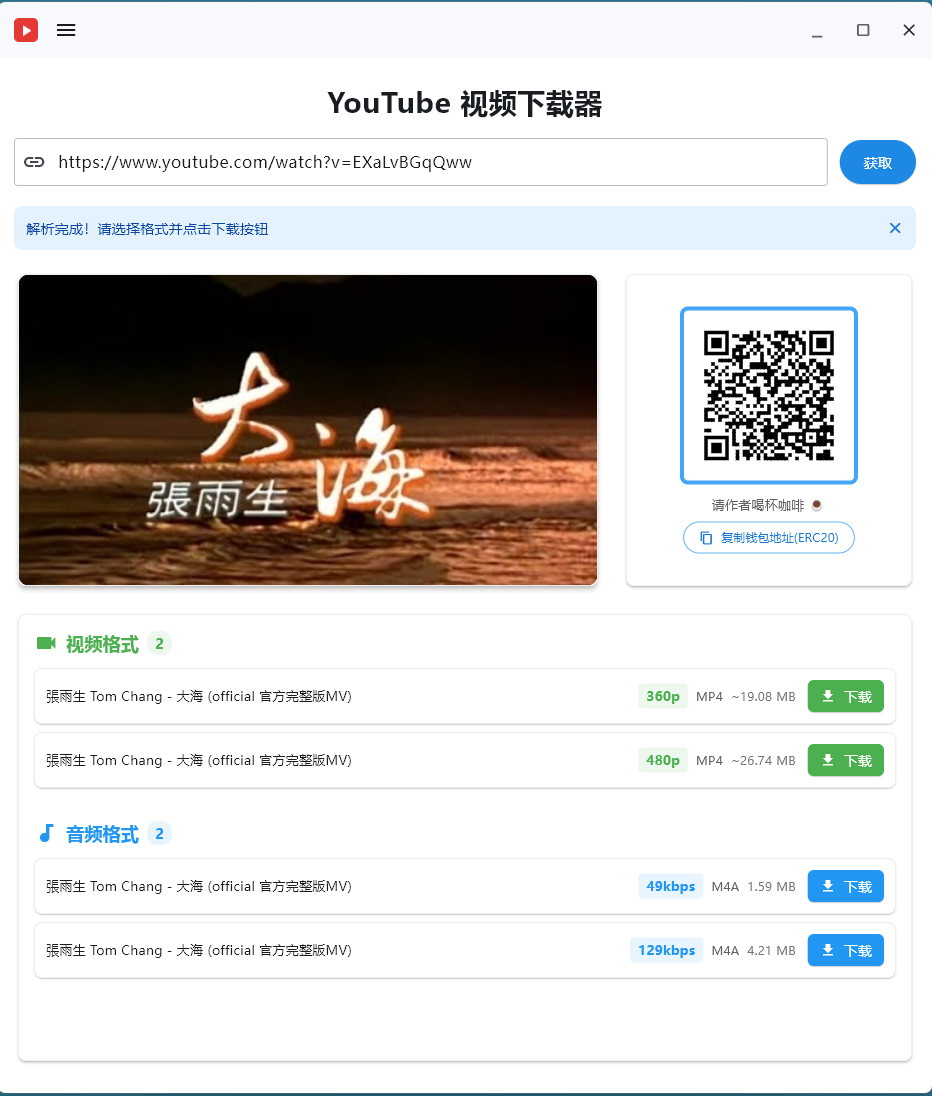 YouTube 视频下载器截图